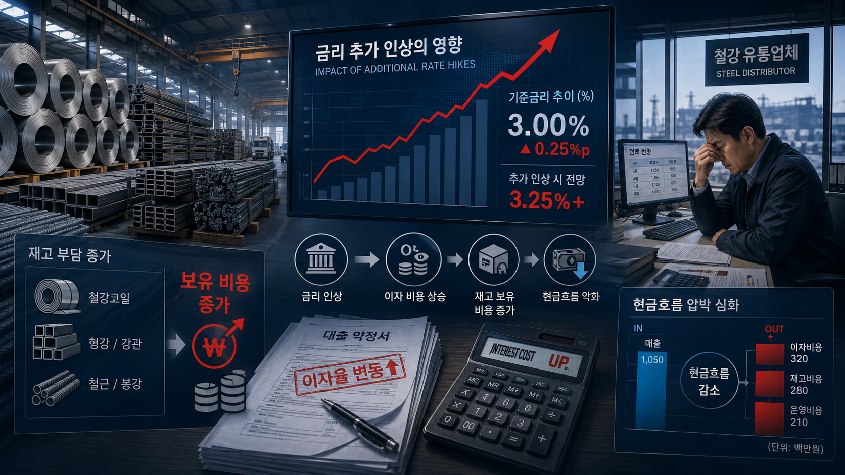 [금리 3% 시대와 철강③] 추가 인상 땐 재고가 비용 된다…유통업계 ‘현금흐름 전쟁’